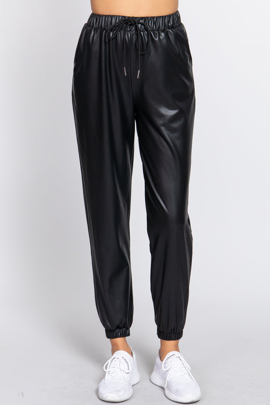 LEATHER JOGGER PANTS